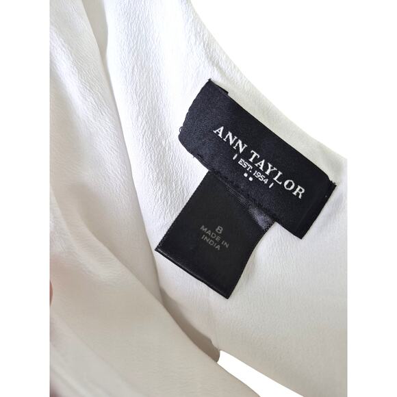 Ann Taylor Dress Size 8 Cream One Shoulder Shift Ruffle Lined Summer NWT - Picture 3 of 8